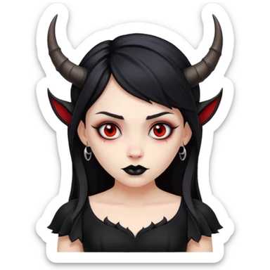 girl with evil horns and black dress sticker