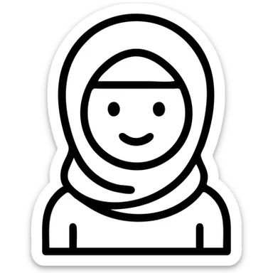 minimalist icon of a girl wearing a hijab, clean lines sticker