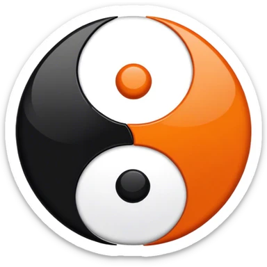 Orange and black ying yang sticker