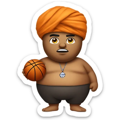 fat indian with turban shooting a basketball sticker