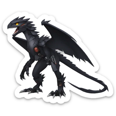  Cool Edgy Black Digimon-Fakemon-Raptor-Dragon-Mecha full body sticker