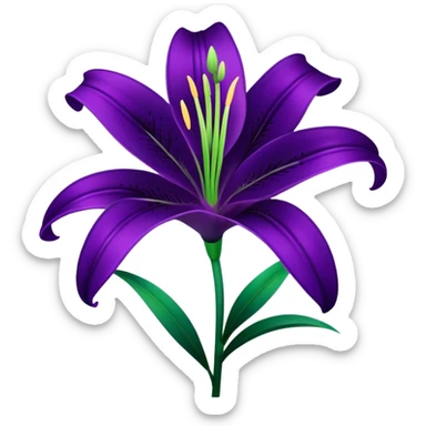single Royal Purple Lily, straight stem sticker