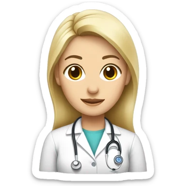 Doctora piel blanca, rubia, pelo largo y de pie sticker