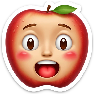 Apple style emoji, laugh crying face but looks exhausted and crazy sticker
