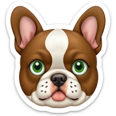 Frenchie dog with green dirt on his face sticker