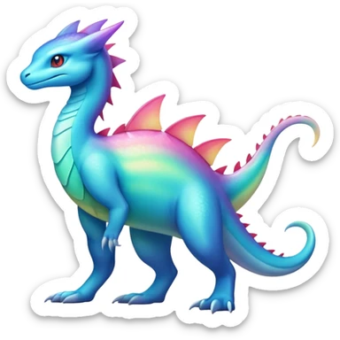 Colorful Iridescent Exotic Aurorus-Amaura-Salamence-Fakémon-hybrid-creature (full body)  sticker