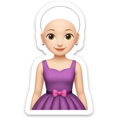 create pretty girl with bald head and pretty dress shot is waist close sticker