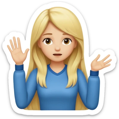 blonde cartoon girl long hair making time out gesture sticker