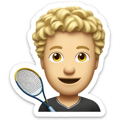 joueur de tennis homme blond avec cheveux frisé qui tiens une seule raquette de tennis r sticker