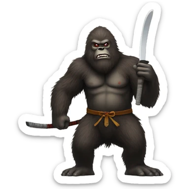 Bigfoot with a katana sticker