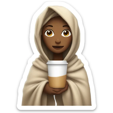 girl inside a blanket sipping coffee eyes closed sticker
