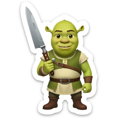 Shrek with a knife sticker