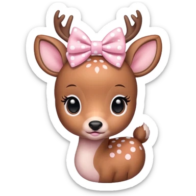 cute lil deer with a lil baby pink bow and white dots on it  sticker