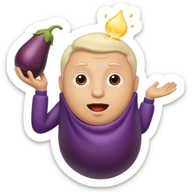 An eggplant squirting onto a man  sticker