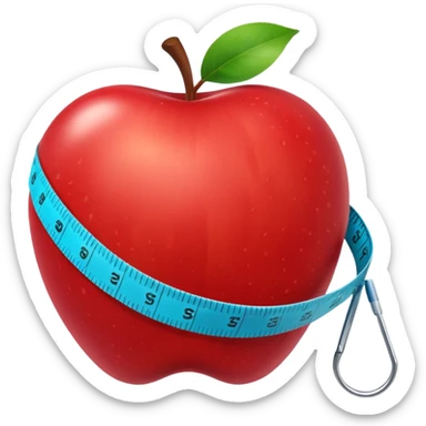 apple with a measuring tape sticker