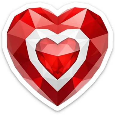 white and red geometric jewel heart sticker
