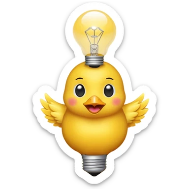 A smart chick emoji with a lightbulb above its head sticker