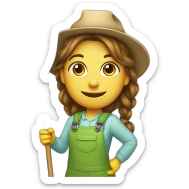 gardener girl with rake  sticker
