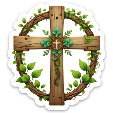 cross with flora sticker