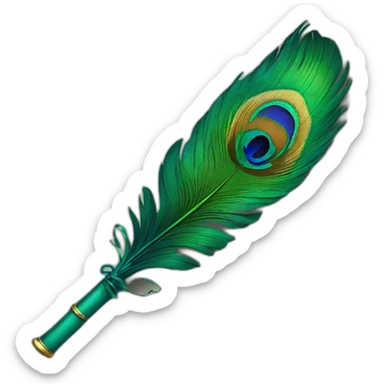 Peacock feather attached to flute sticker