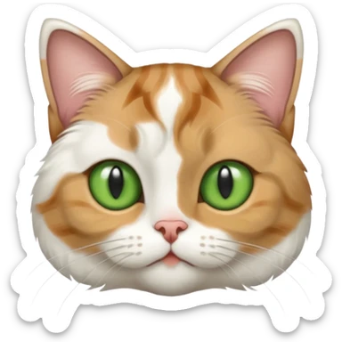 Half-eared grey striped green-eyed Scotch fold, cute cat sticker