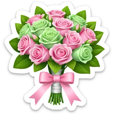 light green and pink wedding bouquet sticker