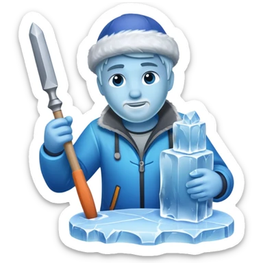 Sculptor chisel & mallet,Ice. sticker