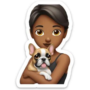 Girl holding frenchie sticker