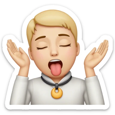 Chocking emoji with hands in the neck close eyes and tongue out sticker