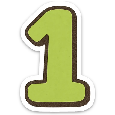 bold and legible number in bright fluorescent green color, modern style, transparent background sticker