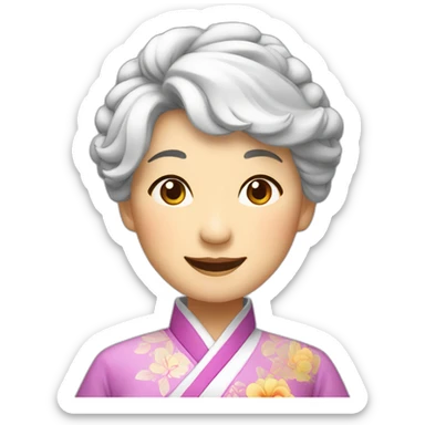 Chinese senior lady with nice smile  dressed traditional chinese quipao sticker