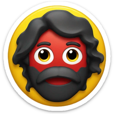  a wavy black red rectangle with a yellow circle in the centre  sticker