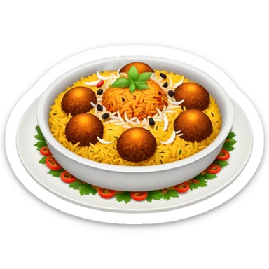 Emoji with biryani in a plate sticker