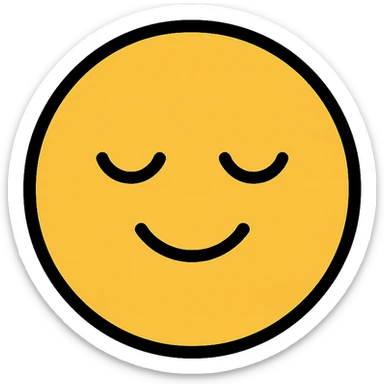 smiling face with closed eyes, simple and friendly, color icon style sticker