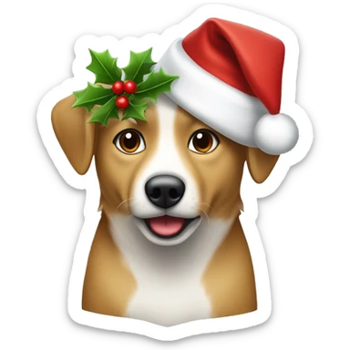 Hund in weihnachtlichem Mantel und Weihnachtsmütze  sticker