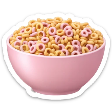 light pink bowl filled with pastel cheerios (cereal) sticker