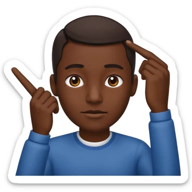 A person pointing is his head sticker