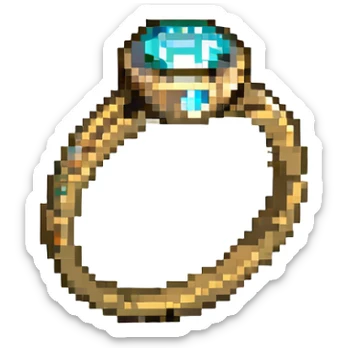 gold wedding ring with a large diamond pixel art sticker