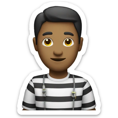 Dude wearing a white and black stiped shirt holding in his back a bag of money  sticker