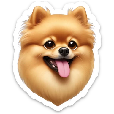 Pomeranian with tongue hanging out the side sticker