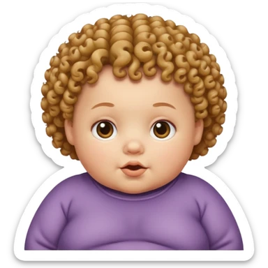 Fat baby doing curly hair sticker