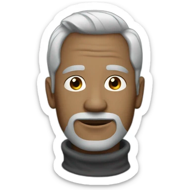 artist with thin gray hair and an unshaved face wearing a turtleneck sticker