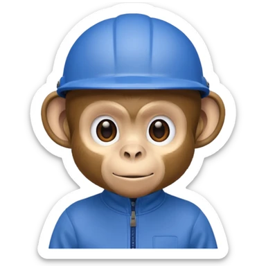 monkey wearing blue bicycle helmet, sweatshirt sticker