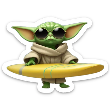 Baby yoda with sunglasses on the surf table sticker