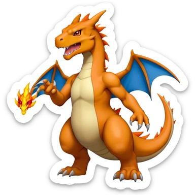 Cool edgy Greymon-Charizard-Digimon, full body  sticker