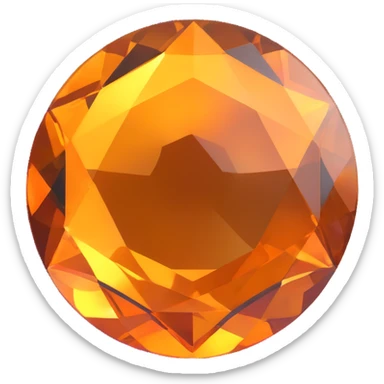 extreme up close amber round cut holographic gem with black metal accent, gem tilted at an angle sticker