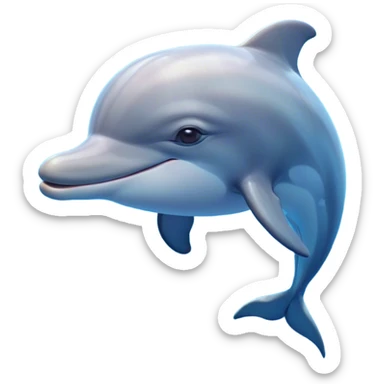 Cinematic Dreamy Dolphin Portrait Emoji, Floating serenely in a gentle sea of soft light, with a relaxed, streamlined body and half-closed, drowsy eyes that reflect a peaceful underwater lullaby, and a subtle, contented smile, Simplified yet irresistibly adorable features, highly detailed, glowing with a soft, dreamy aquatic radiance, high shine, calm and enchanting, stylized with an air of sleepy marine wonder, soft glowing outline, capturing the essence of a super cute dolphin that appears ready to drift into a sweet, soothing nap! sticker