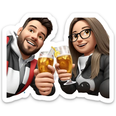 happy couple enjoying drinks sticker