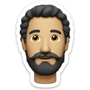 Man with black very long hair mustache tan sticker