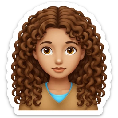 Haz una chica con el pelo rizado largo colo de piel carne sticker